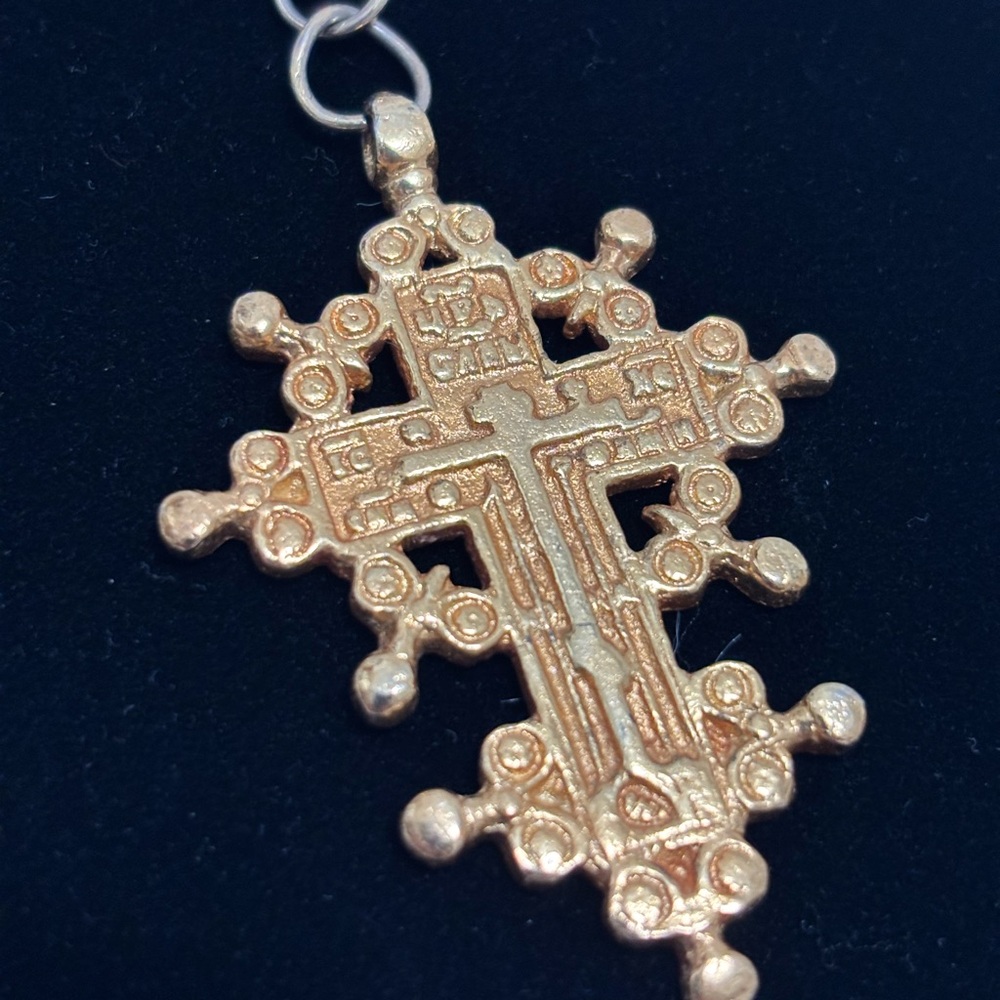 Alva Museum Replicas Alexandria Coptic Cross pendant necklace gold tone - Picture 4 of 5